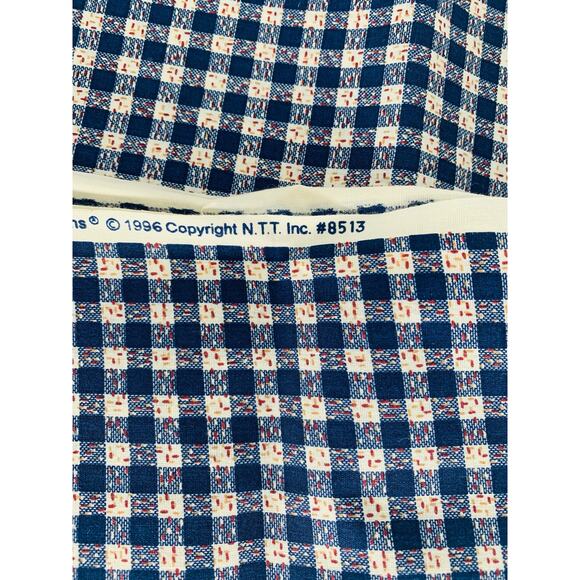 Quilting Cotton Fabric Crafting By The Yard 56" Wide Blue Check Red Flecks White - Picture 3 of 5